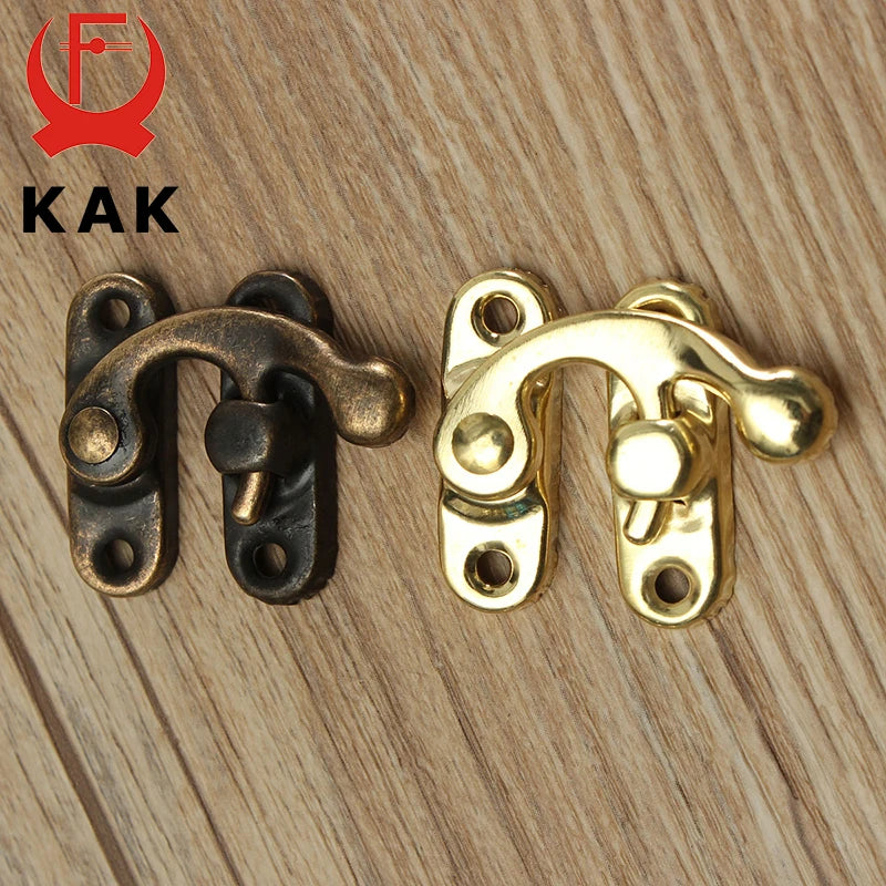 KAK 12pcs 34x28mm Antique Bronze Iron Padlock Hasp Hook Lock For Mini Jewelry Wooden Box With Screws Furniture Hardware