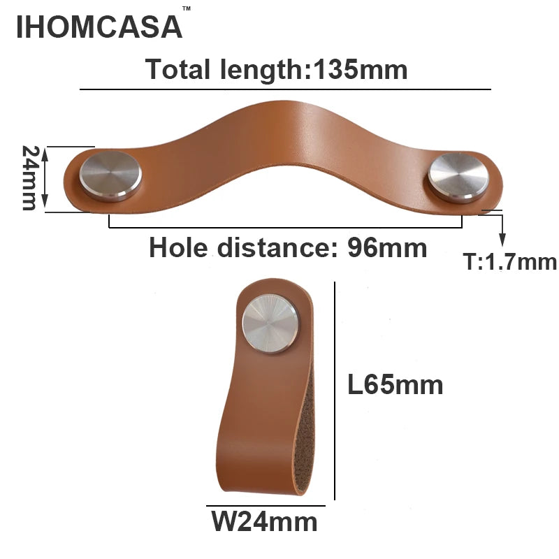 IHOMCASA 32 Colors Nordic Kitchen Handles Door Pulls Gold Wardrobe Cupboard Furniture Drawer Cabinet Knobs Artificial Leather