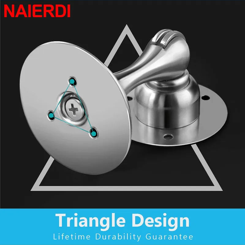 NAIERDI 304 Stainless Steel Door Stopper,Magnetic Door Stop,Door Catch,Nail-free Screws for Stronger Mount,Furniture Hardware