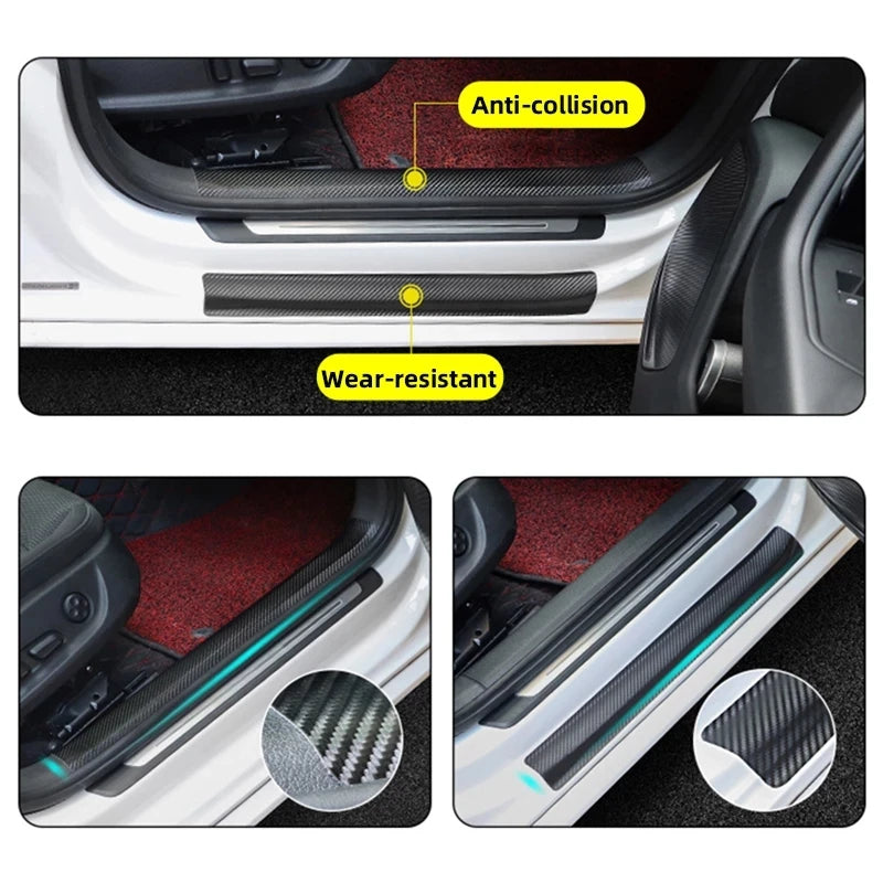 Nano Carbon Fiber Car Sticker DIY Paste Protector Strip Auto Door Sill Side Mirror Anti Scratch Tape Waterproof Protection Film