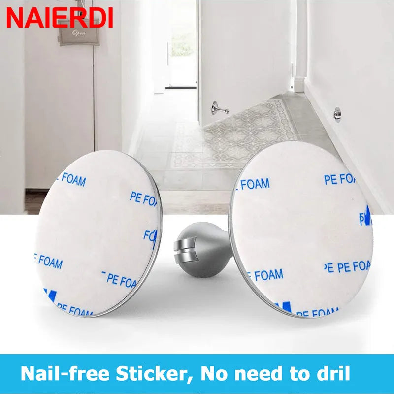 NAIERDI 304 Stainless Steel Door Stopper,Magnetic Door Stop,Door Catch,Nail-free Screws for Stronger Mount,Furniture Hardware