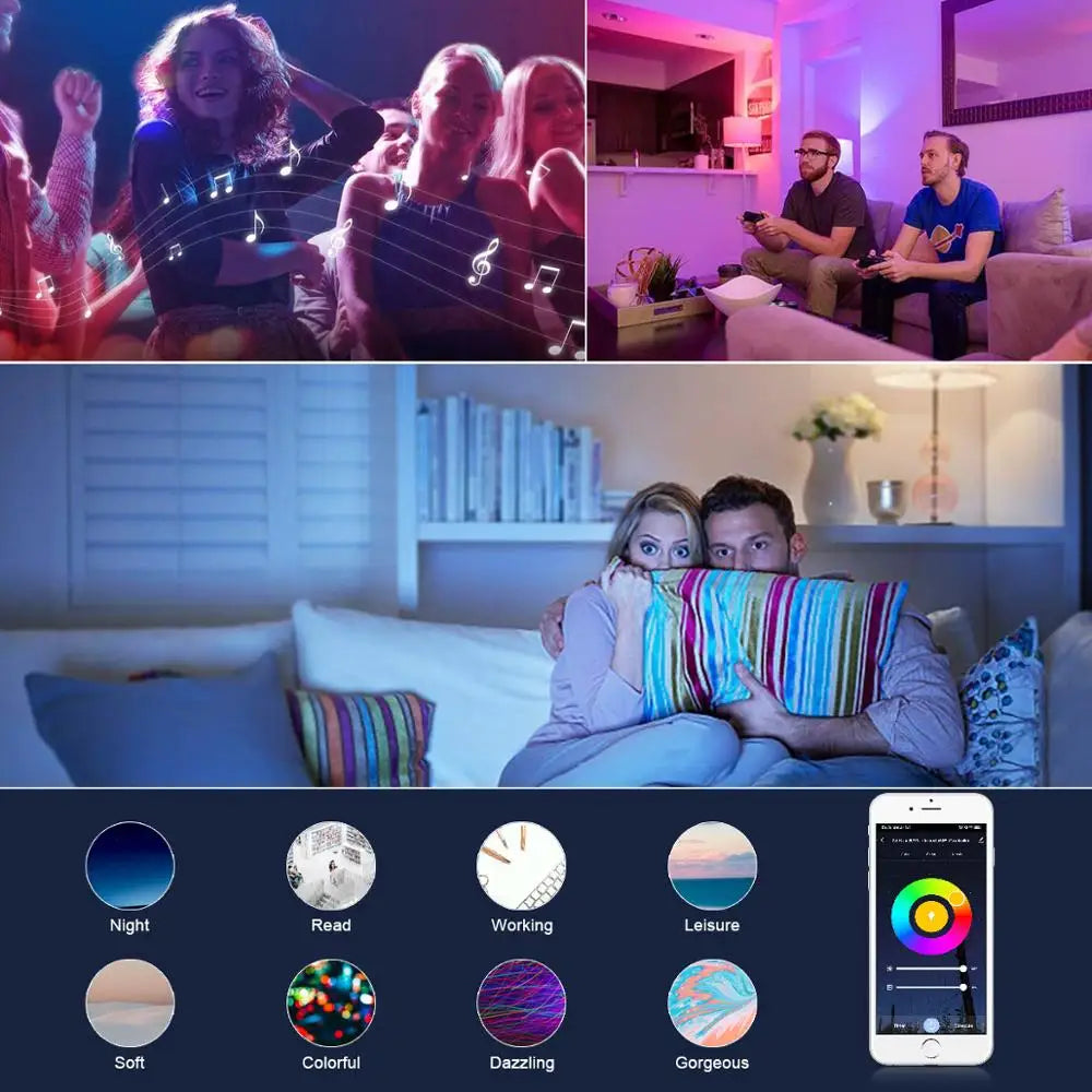 Lámpara LED inteligente WIFI Tuya Smart Life, tira de luces LED RGB con control por voz, funciona con Alexa y Google Home Assistant