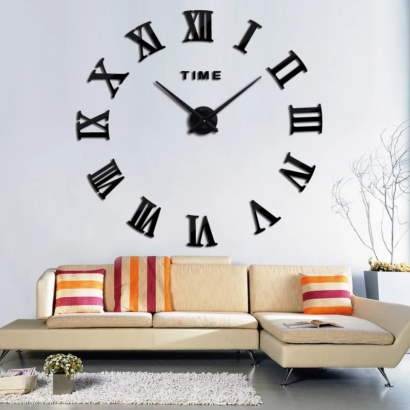 Reloj de pared grande con espejo digital, reloj de cuarzo de metal moderno para sala de estar, envío gratis, decoración del hogar