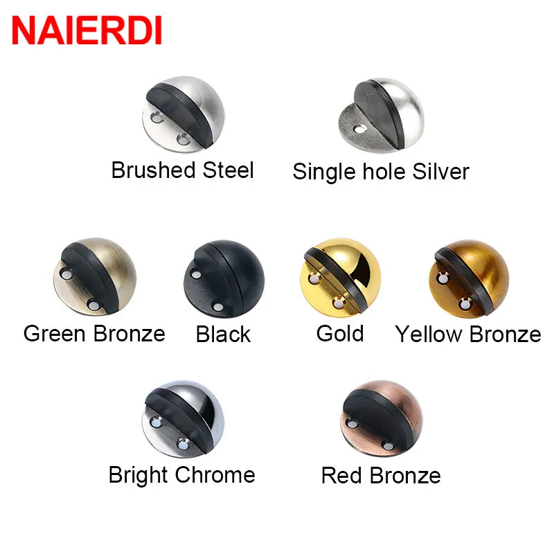 NAIERDI Non Punching Sticker Hidden Stainless Steel Rubber Door Stopper Door Holders Catch Floor Mounted Nail-free Door Stops