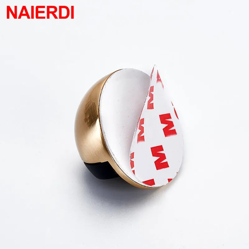 NAIERDI Non Punching Sticker Hidden Stainless Steel Rubber Door Stopper Door Holders Catch Floor Mounted Nail-free Door Stops