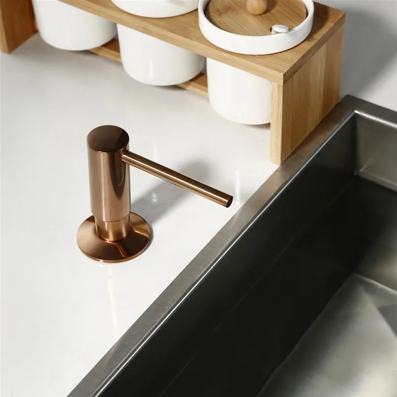 Built In Solid Brass  Soap Dispenser  Design Easy Installation - Well Built Polished Rose Gold