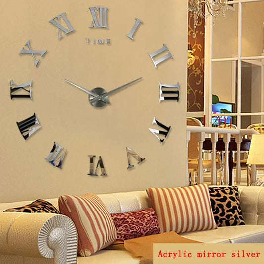 Reloj de pared grande con espejo digital, reloj de cuarzo de metal moderno para sala de estar, envío gratis, decoración del hogar