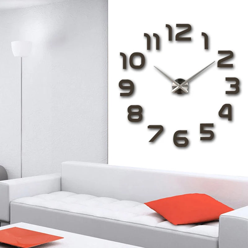 Wall clock watch clocks horloge 3d diy acrylic mirror Stickers Home Decoration Living Room Quartz Needle free shipping