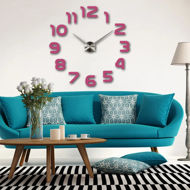 Wall clock watch clocks horloge 3d diy acrylic mirror Stickers Home Decoration Living Room Quartz Needle free shipping