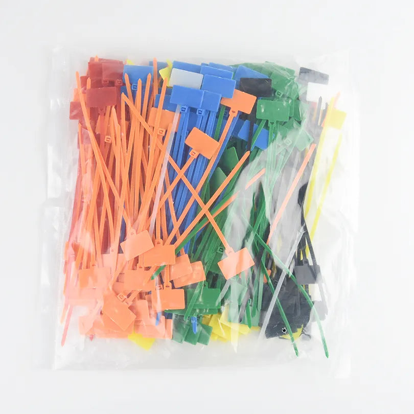 100pcs Easy Mark 4*150mm Nylon Cable Ties Tag Labels Plastic Loop Ties Markers Cable Tag Self-locking Zip Ties