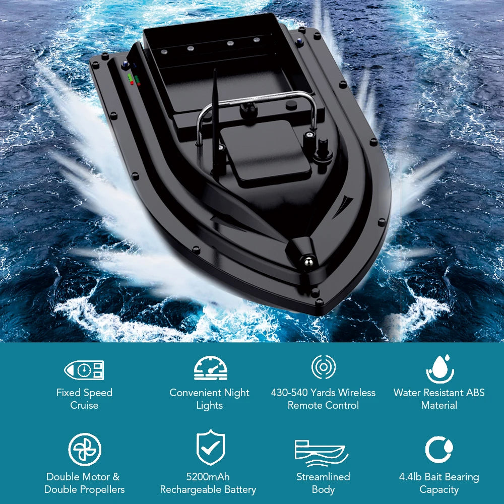 Wireless Remote Control Fishing Bait Boat Fishing Feeder Fish Finder Ship Device 430-540 yards Remote Range lure boat Speedboat