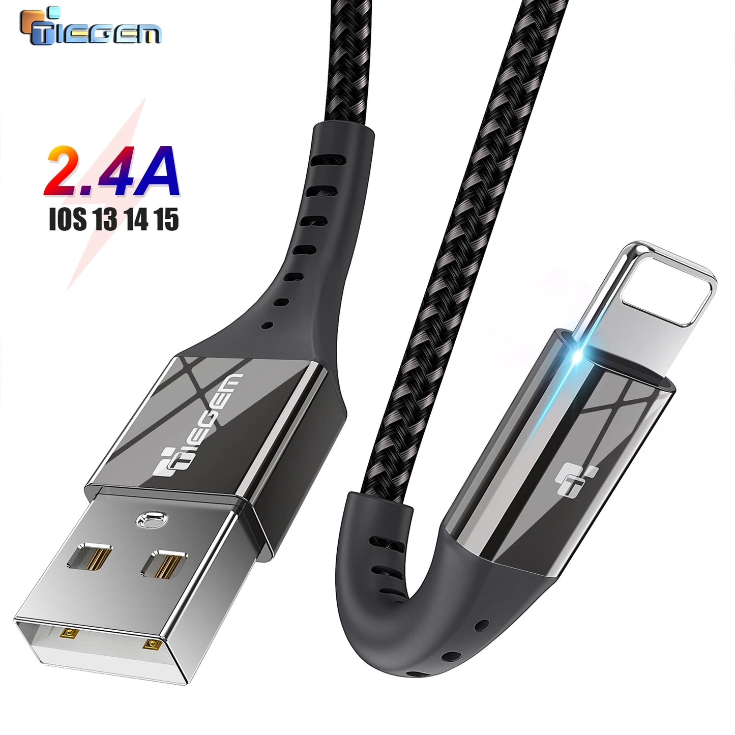 TIEGEM EX-long Usb Cable For Iphone cable 11 12 13 pro max Xs Xr X SE 8 7 6 plus 6s 5 ipad air mini fast charging cable charger