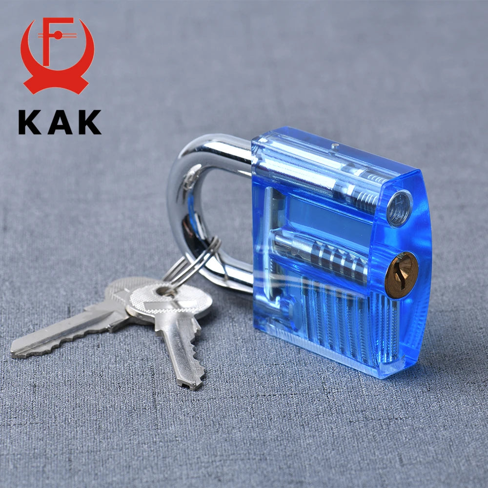 KAK Transparent Visible Pick Cutaway Practice Padlock Lock With Broken Key Removing Hook Kit Extractor Set Locksmith Wrench Tool