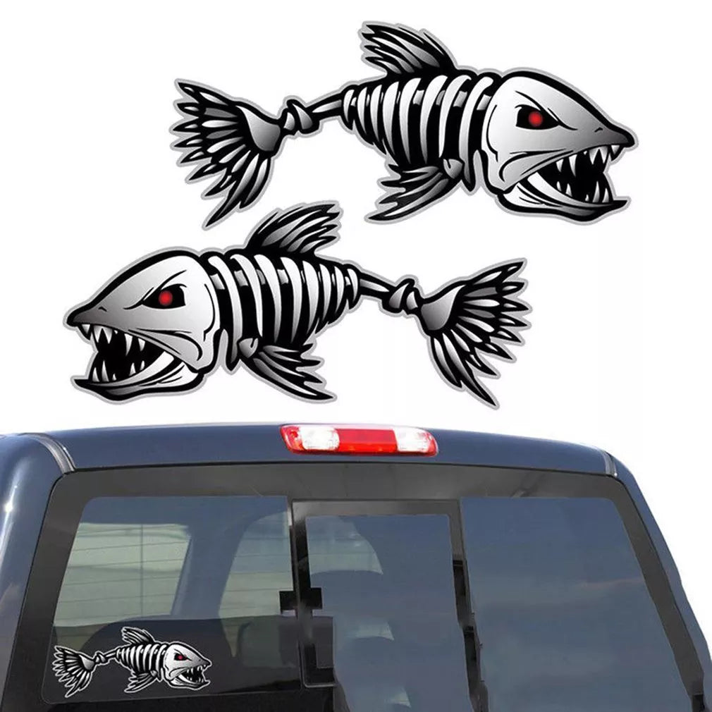 2PCS Skeleton Fish Bones R&L Vinyl Decals Stickers Kayak Fishing Boat Car (C022) Vehicle Accessories Parts