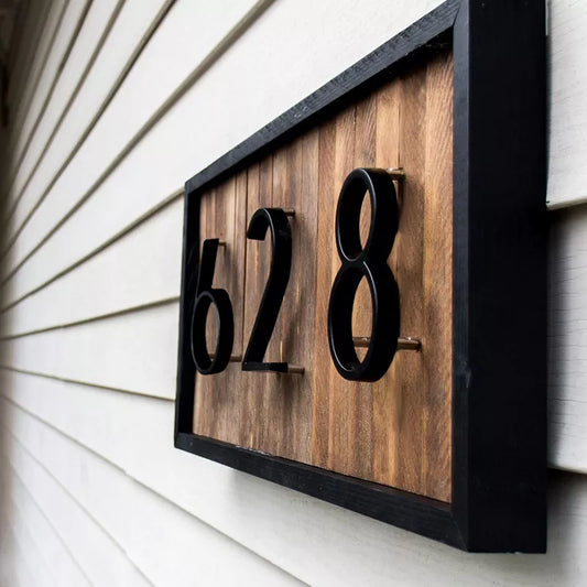 Floating Exterior House Number 5inch Doorplate Letters Metal Address Sign Plate Outdoor Door Plaque Number Dash Slash Sign #0-9