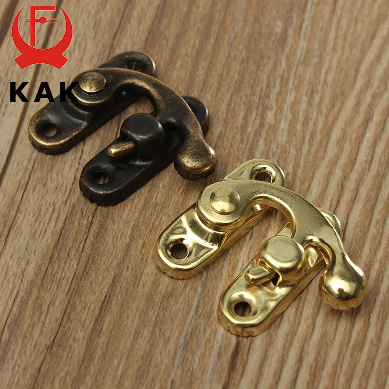 KAK 12pcs 34x28mm Antique Bronze Iron Padlock Hasp Hook Lock For Mini Jewelry Wooden Box With Screws Furniture Hardware