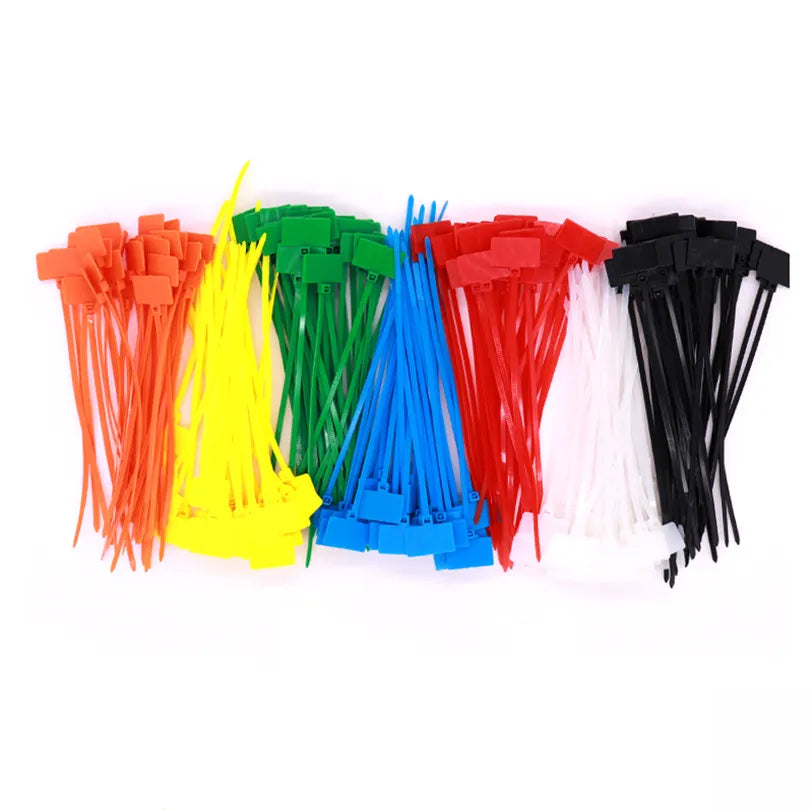 100pcs Easy Mark 4*150mm Nylon Cable Ties Tag Labels Plastic Loop Ties Markers Cable Tag Self-locking Zip Ties