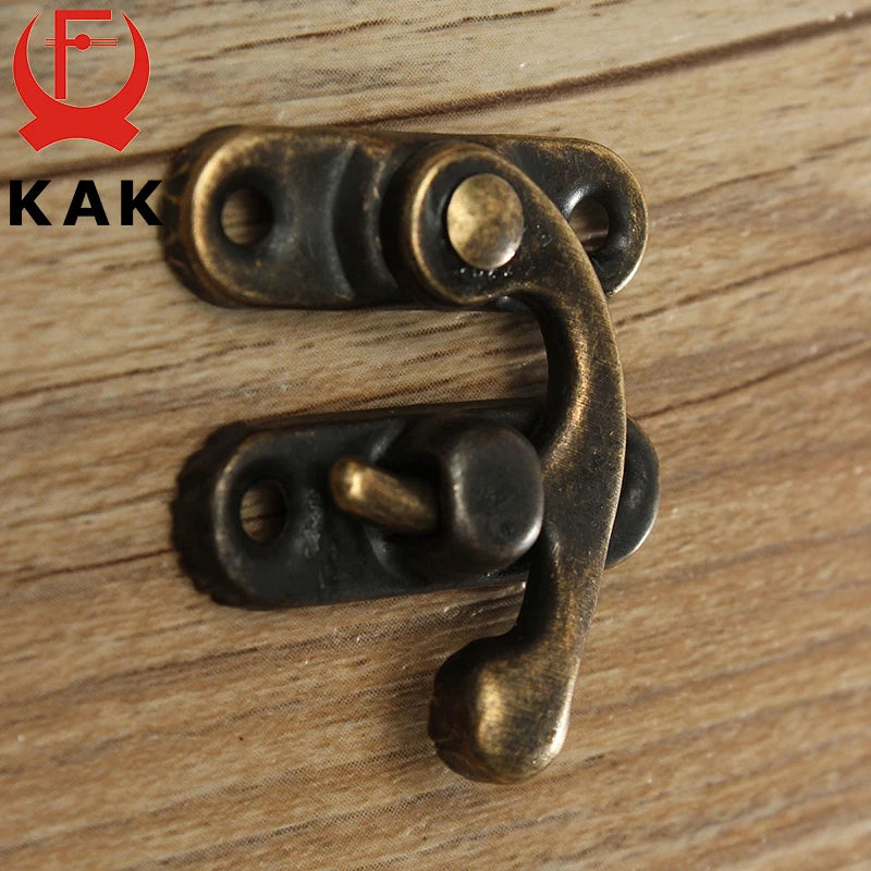 KAK 12pcs 34x28mm Antique Bronze Iron Padlock Hasp Hook Lock For Mini Jewelry Wooden Box With Screws Furniture Hardware