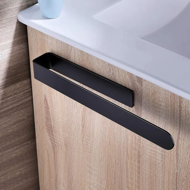 Toallero de mano autoadhesivo para baño, cocina, soporte para toallas de mano, barra para pegar en la pared, acero inoxidable, negro mate