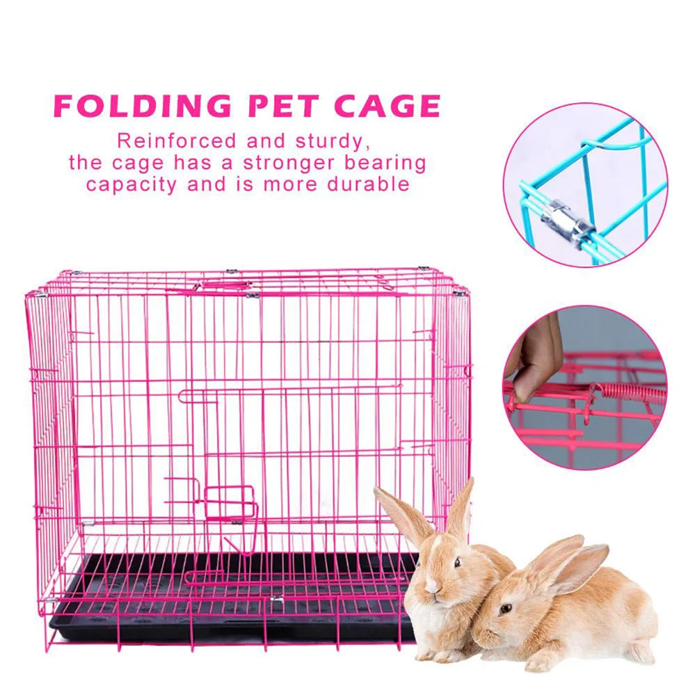 Folding With Toilet Dog Cage Poodle Small And Medium Dog Cat Cage Rabbit Cage Pet Cage(Pink) Crates-f- houses & Crates|-f-|