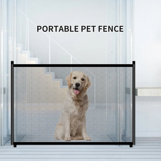 Pet Dog Gate Safety Enclosure  Ingenious Mesh Folding Dog Fence For Indoor and Outdoor Pet Supplies