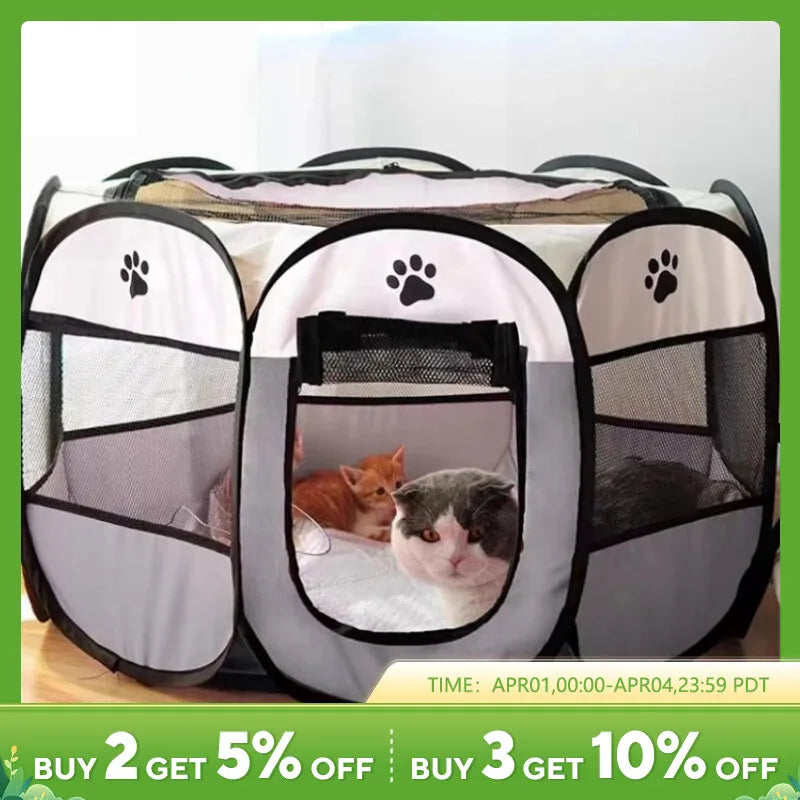 Portable Foldable Pet Tent Kennel Octagonal Fence Puppy Shelter Easy To Use Outdoor Easy Operation Large Dog Cages Cat Fences