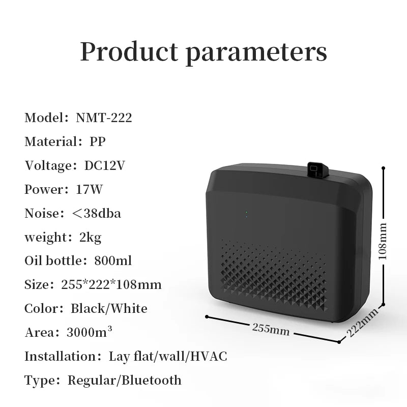 3000m³ Bluetooth Control Aroma Diffuser Essential Oil Capacity 800ML Air Refreshing HVAC Wall Mounting Suitable for Home Hotel