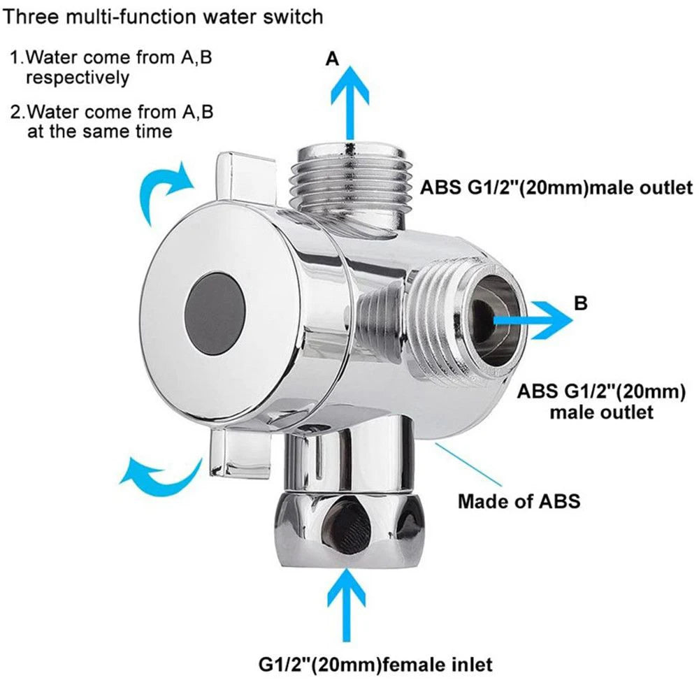 1Pc 3 Way Shower Diverter Adjustable Shower Head Shunt T-adapter Bathroom Faucet Shower Tap Connector Bathroom Accessories