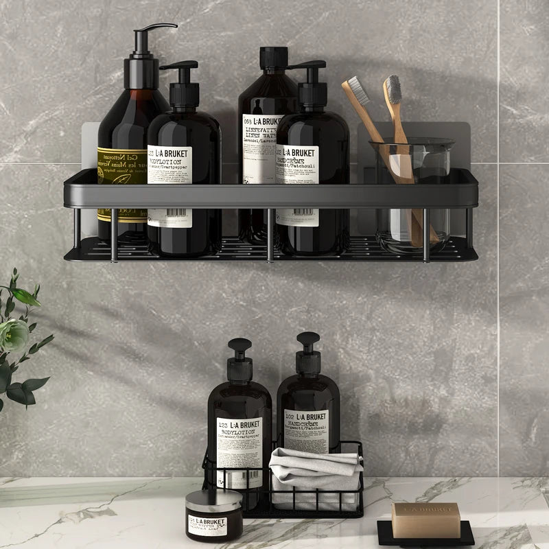 Bathroom No-Nail Shelf Shower Corner Shelf Aluminum Shampoo Shelf Shower Organizer Bathroom Accessories