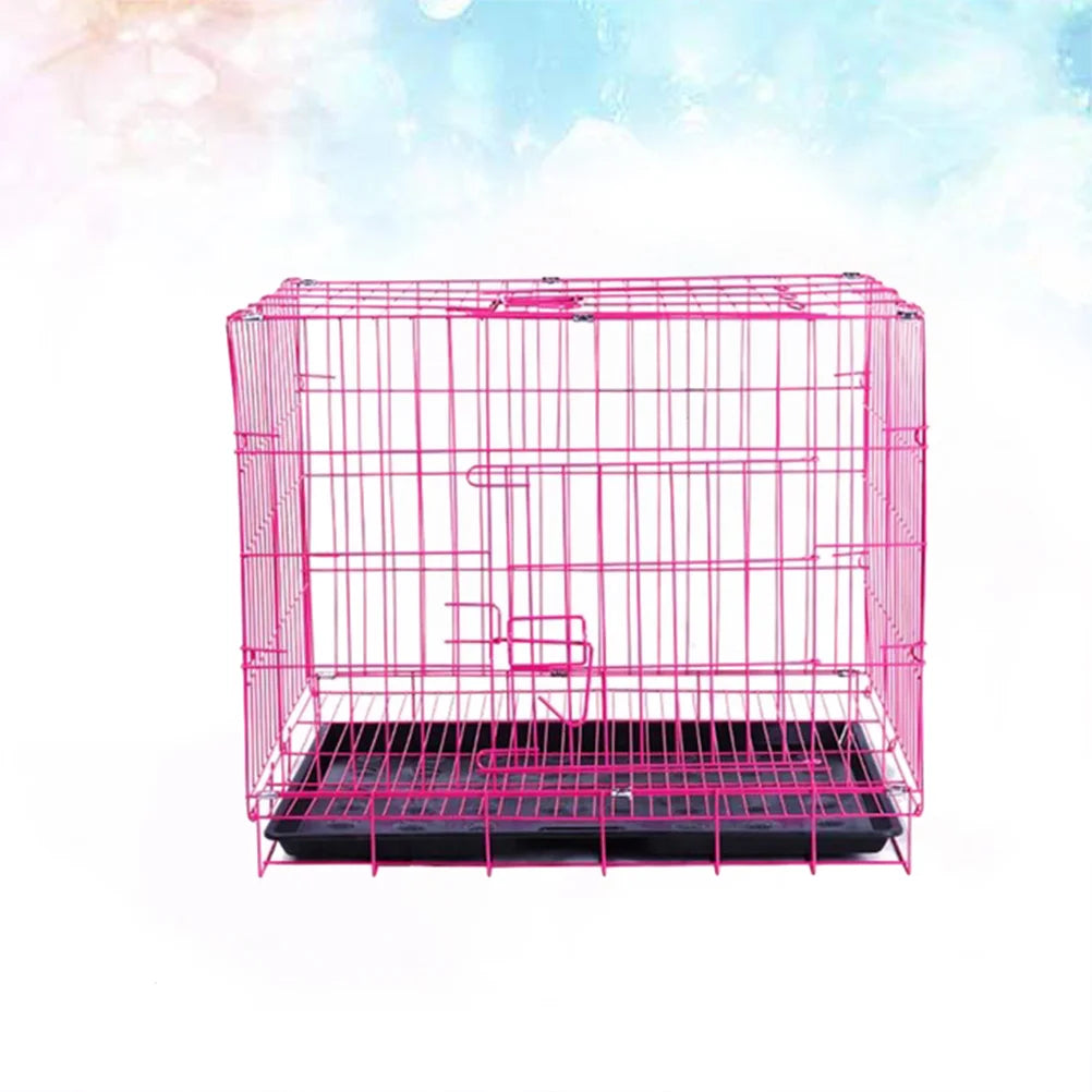 Folding With Toilet Dog Cage Poodle Small And Medium Dog Cat Cage Rabbit Cage Pet Cage(Pink) Crates-f- houses & Crates|-f-|