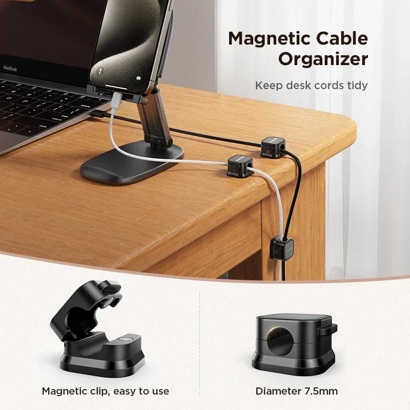 Joyroom Magnetic Cable Clips Cable Smooth Adjustable Cord Holder Under Desk Cable Management Wire Keeper Cable Organizer Holder