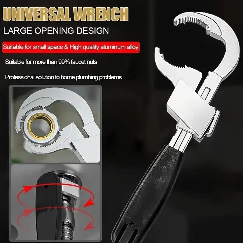 Adjustable Wrench Universal Double Ended Wrench Aluminium Alloy Open End Spanner Bathroom Plumbing Faucet And Sink Repair Tools