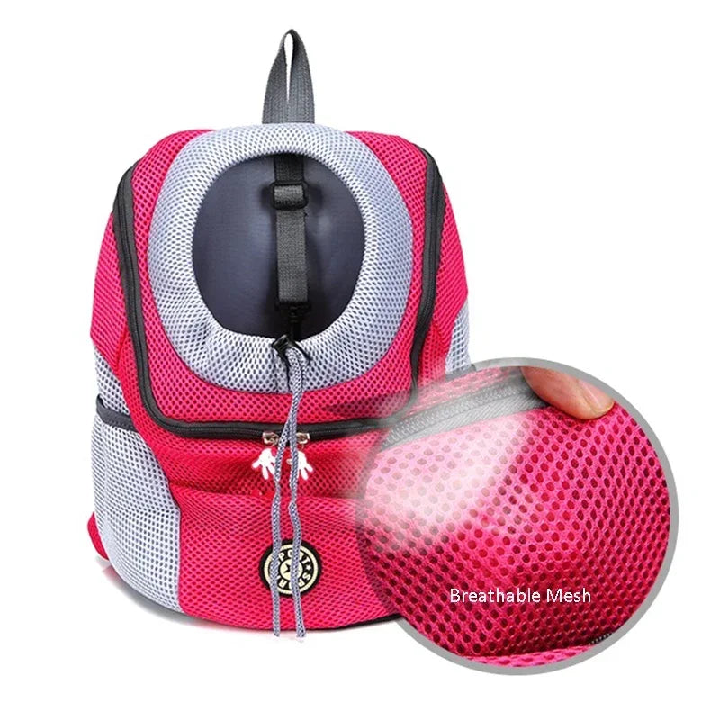 Mochila de viaje para perros y mascotas, portátil, de malla transpirable para exteriores, para gatos y cachorros, bolsa de transporte con doble hombro para perros pequeños y grandes, suministros para mascotas