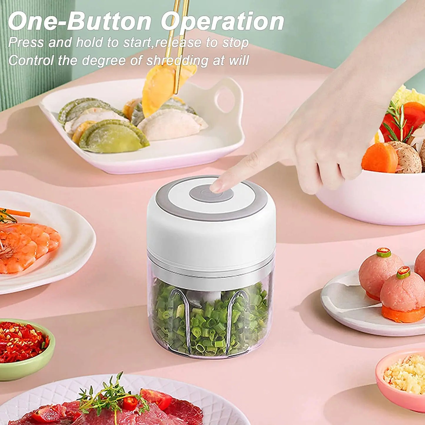 100/250mL Mini Electric Garlic Chopper Vegetable Chili Meat Ginger Masher Machine Sturdy Durable USB Charging Blenders Kitchen