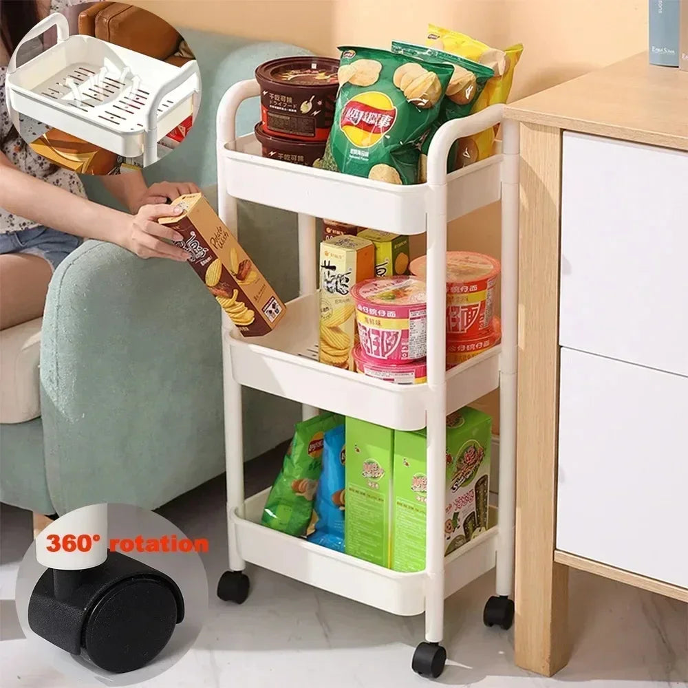 Kitchen Organizers And Storage Rack Household Cart With Wheels Multifunctional Home Accessories Mobile Rack Trolley Bookshelf