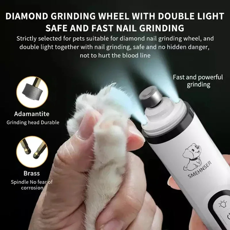 Electric Pet Nail Grinder LED Light Cat Dogs Nail Clippers USB Rechargeable Paws Nail Cutter Grooming Trimmer Pet Supplies