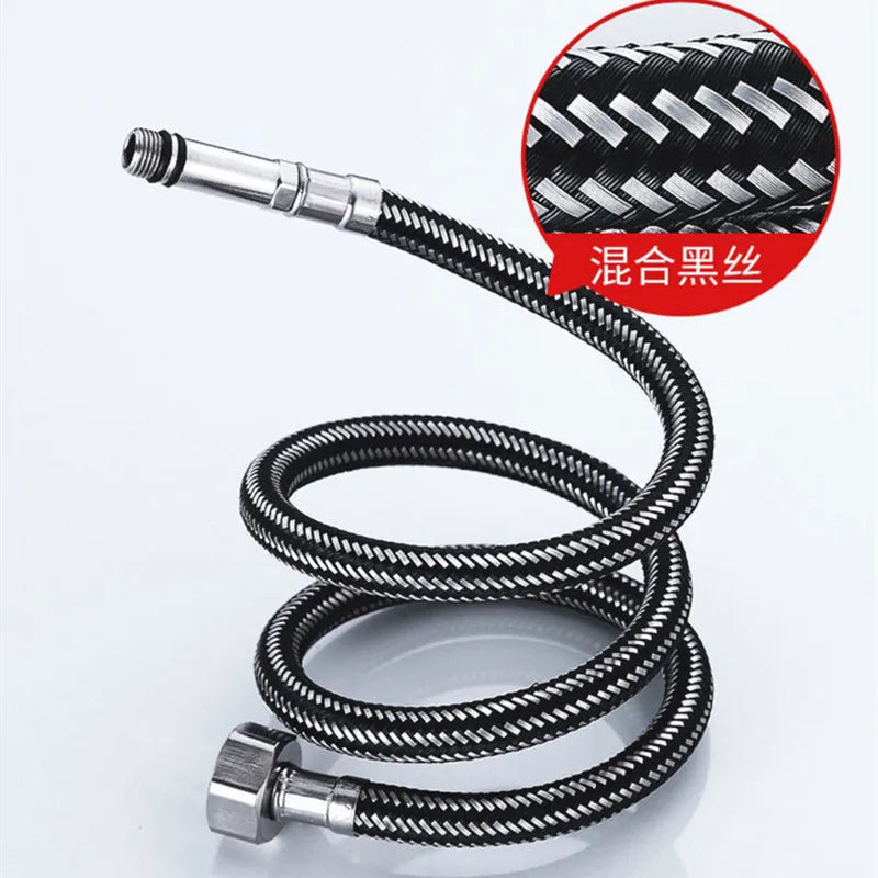 Stainless Steel Nylon Braided Tube Pipe Hose Silicone Plumbing Thermoresistant Tap Basin Faucet Sink Kitchen Bathroom G1/2