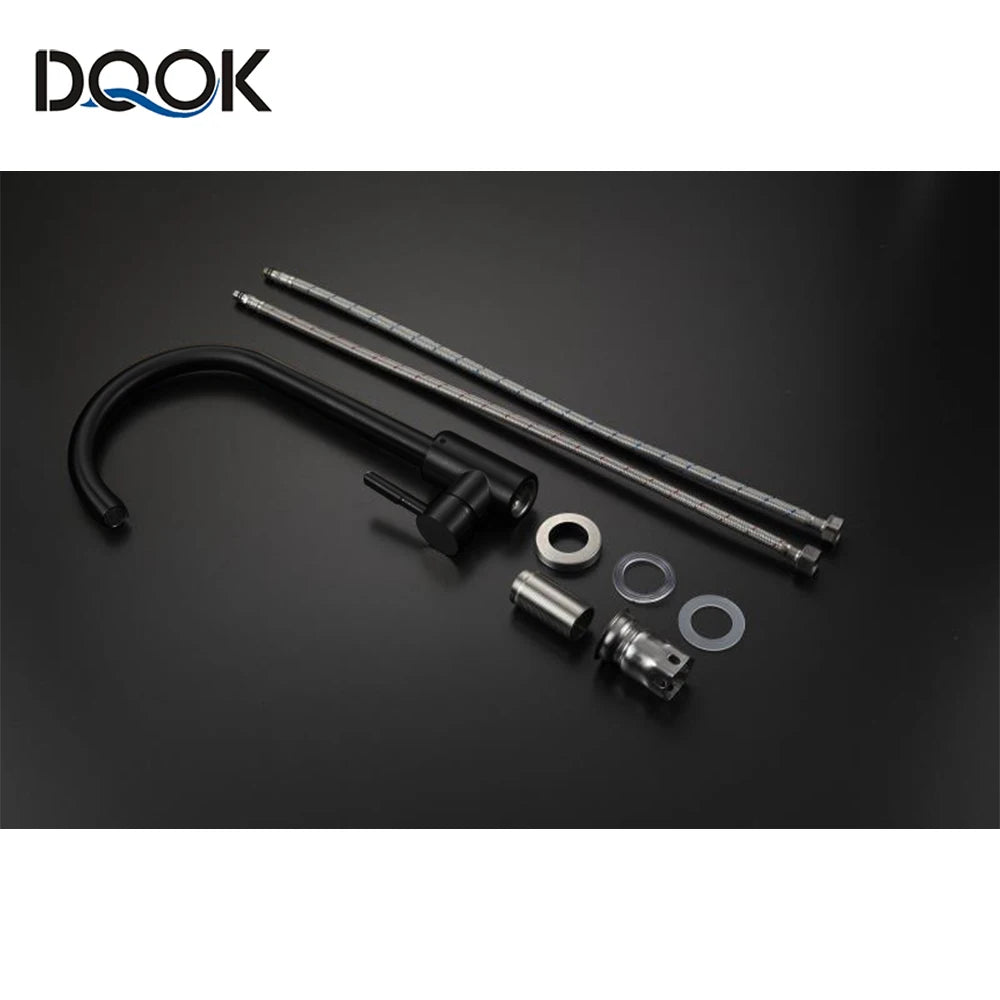 DQOK Black Kitchen Faucets Stainless Steel Kitchen Mixer Single Handle Single Hole Kitchen Faucet Brushed Nickle Mixer Sink Tap