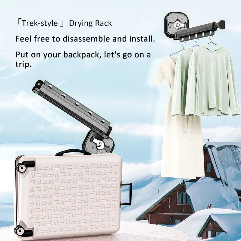 1pc No punching drying rack, suction cup drying rack, Aluminum Alloy Folding Drying Rack, clothes dryer Invisible Hanging