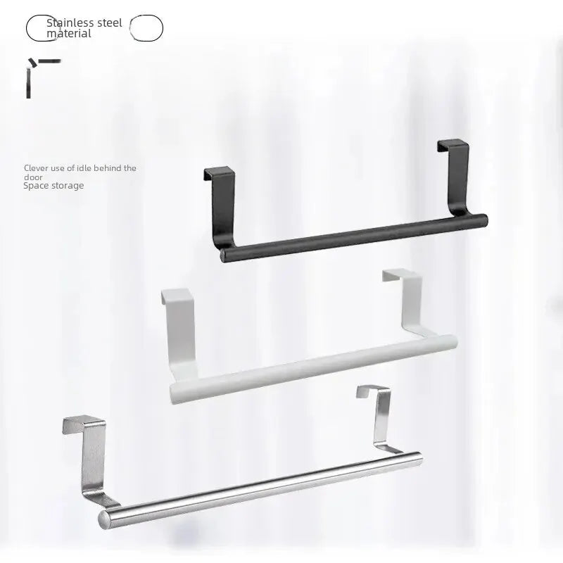 430 Stainless Steel Towel Bar No Drilling Single Rod Bathroom Towel Rack Hanging Storage Rack Simple Style Sandblasted Surface