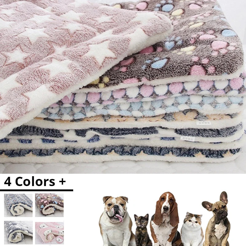 Colchoneta para dormir para mascotas, cama para perros y gatos, manta gruesa de pelo suave, manta de vellón lavable para el hogar, manta cálida con estampado de oso, suministros para mascotas