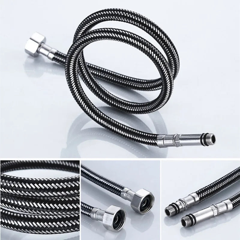 Stainless Steel Nylon Braided Tube Pipe Hose Silicone Plumbing Thermoresistant Tap Basin Faucet Sink Kitchen Bathroom G1/2