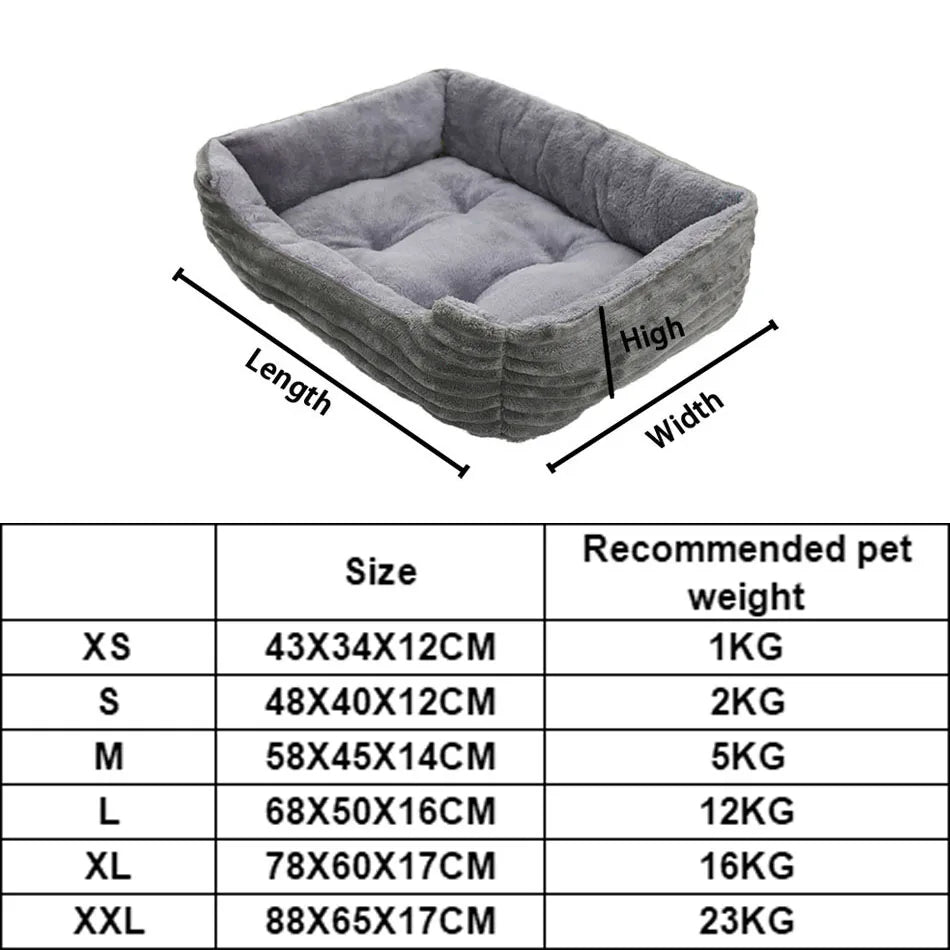 Bed for Dog Cat Pet Square Plush Kennel Medium Small Dog Sofa Bed Cushion Pet Calming Dog Bed House Pet Supplies Accessories