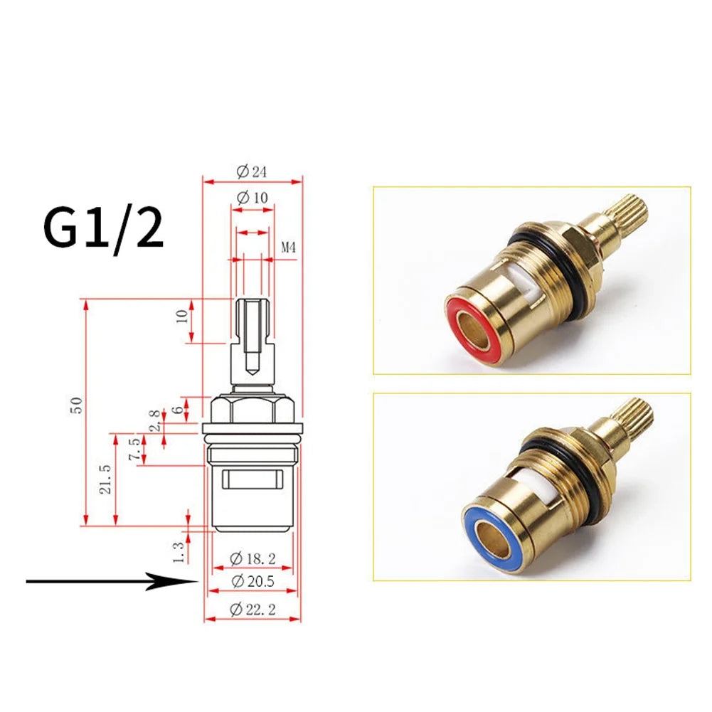 Universal s 1/2" 20 Faucet Cartridge Replacement Tap Valves Brass Ceramic Cartridge Inner Faucet Valve for Bathroom Kitchen Kit