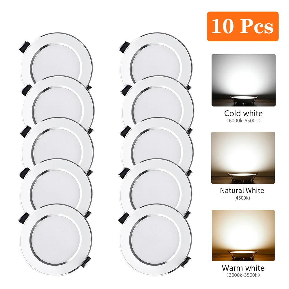 10pcs/Lot LED Downlight 5W 9W 12W 15W Recessed Ceiling Lamp Round LED Panel Down Lights Spotlight For Living Room Lighting