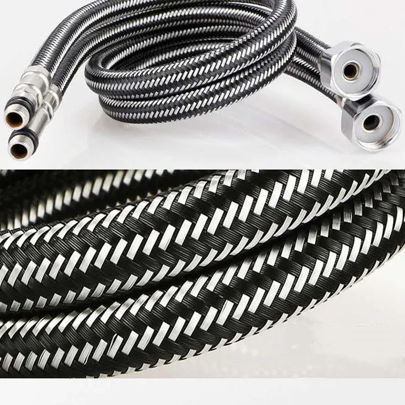 Stainless Steel Nylon Braided Tube Pipe Hose Silicone Plumbing Thermoresistant Tap Basin Faucet Sink Kitchen Bathroom G1/2