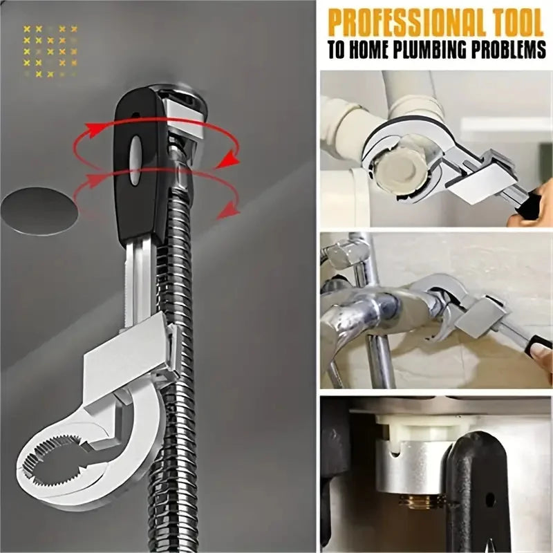 Adjustable Wrench Universal Double Ended Wrench Aluminium Alloy Open End Spanner Bathroom Plumbing Faucet And Sink Repair Tools