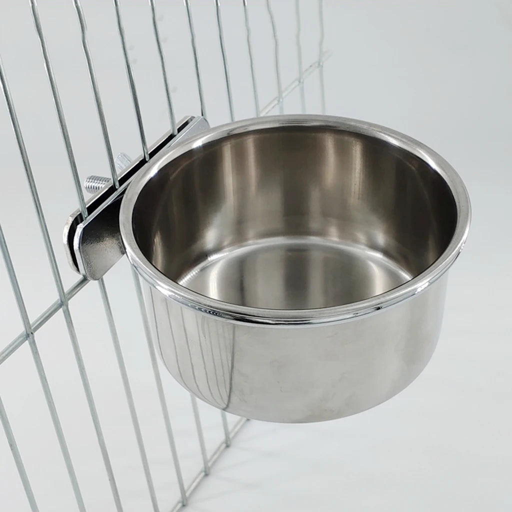 Birds Hanging Cage Bowl Stainless Steel Pet Birds Dish Cup Anti-turnover Feeding Food Drinking Feeder for Parakeet Lovebird