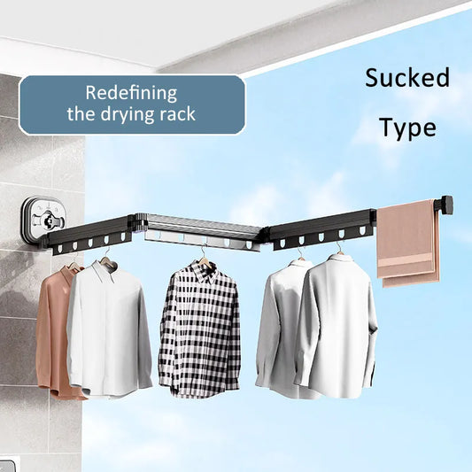 1pc No punching drying rack, suction cup drying rack, Aluminum Alloy Folding Drying Rack, clothes dryer Invisible Hanging