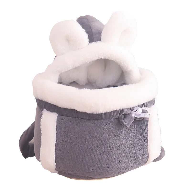 Pet Carrier Bag Small Cat Dogs Backpack Winter Warm Soft Plush Carring Pets Cage Walking Outdoor Travel Kitten Hanging Chest Bag